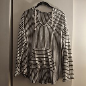 Acemi Women's Beach Hippie Baha Style Black And Cream Cover Pullover